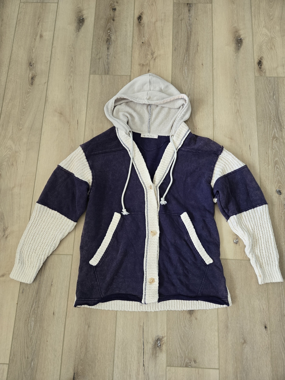 We The Free Chase Cardi Hoodie Jacket Celestial Indigo Colorblock Size Small